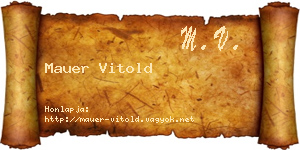 Mauer Vitold névjegykártya